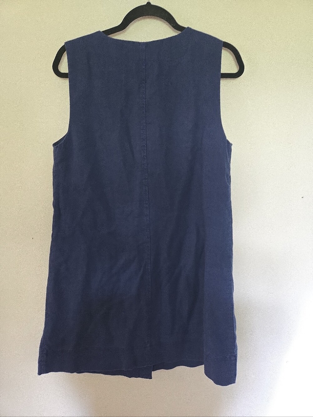 J. Crew Button Front Linen Shift Sleeveless Dress Navy Blue S - Picture 4 of 6